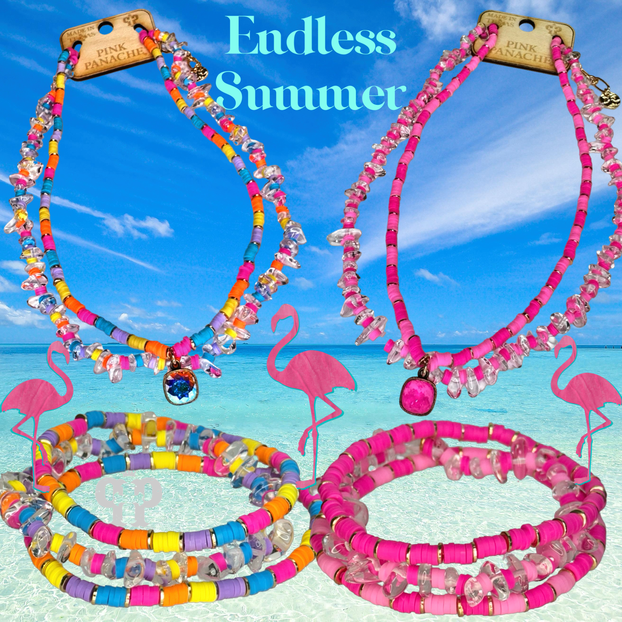 Beaded two-strand necklace, Austrian crystal - LC
