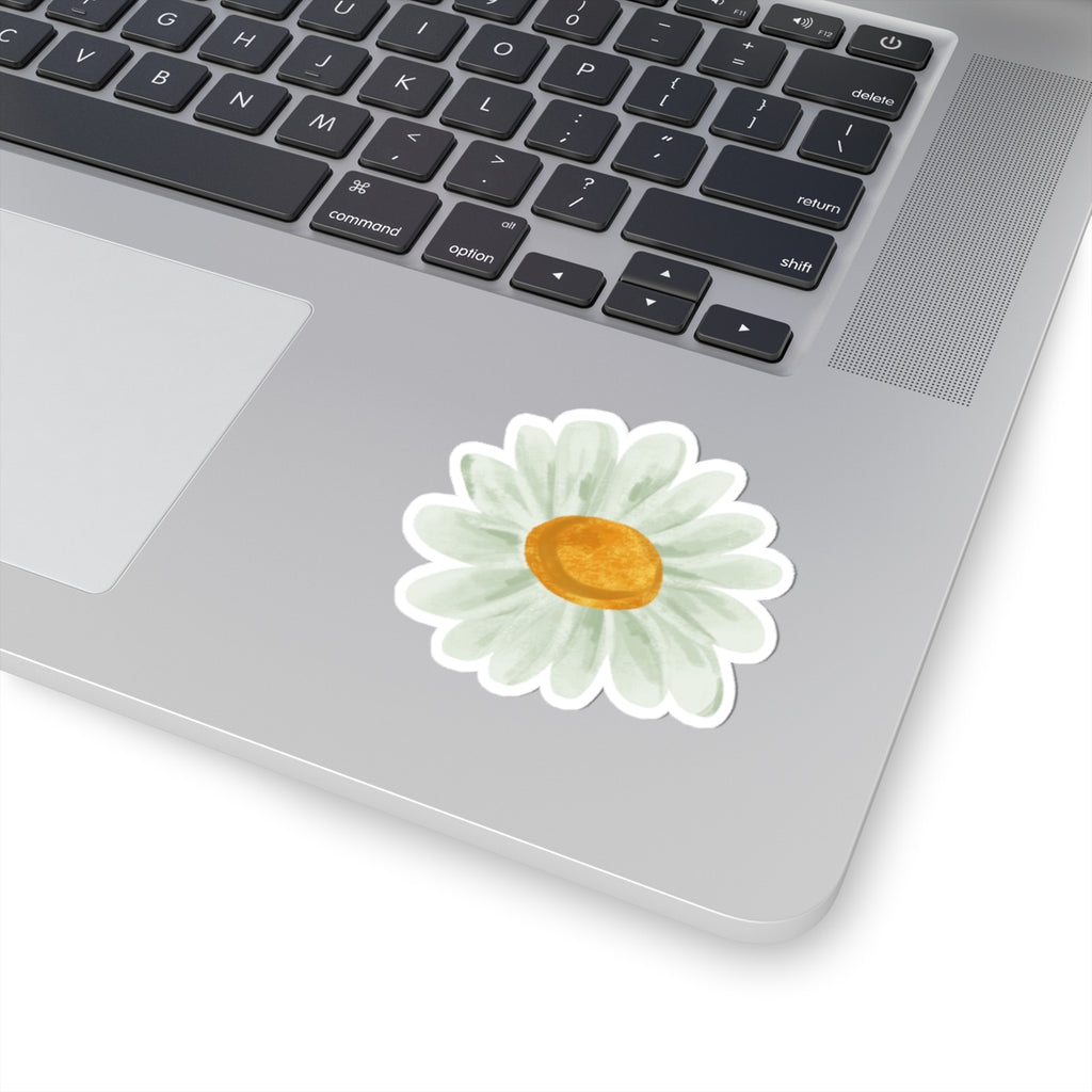 Hand-Painted Daisy Kiss-Cut Sticker | Floral Laptop Decal | Watercolor Flower
