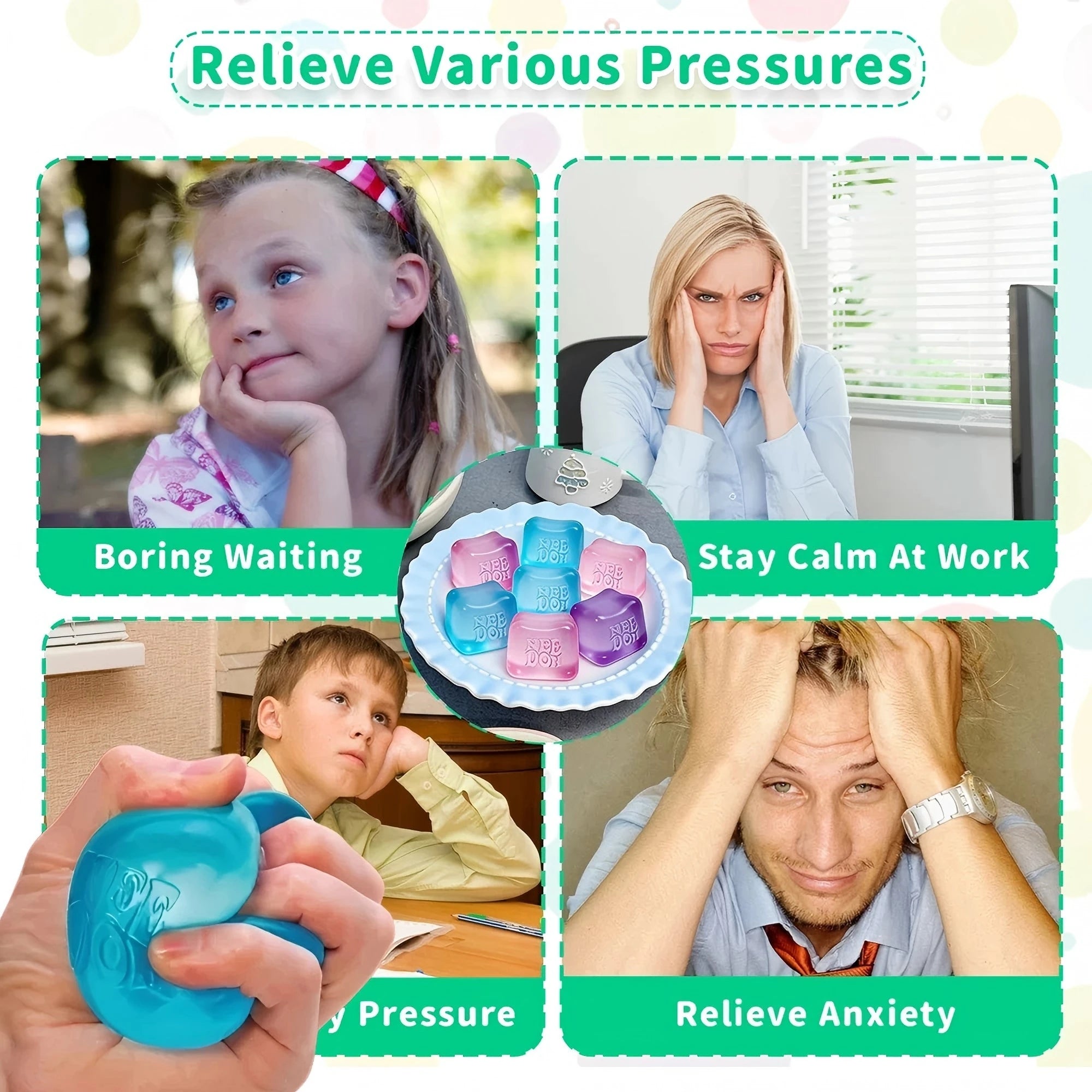 Schylling Nice Cube Series & Jellyfish Sensory Fidget Toy Soft Squishy Squeeze Stress Relief Blind Box for Daily Relax