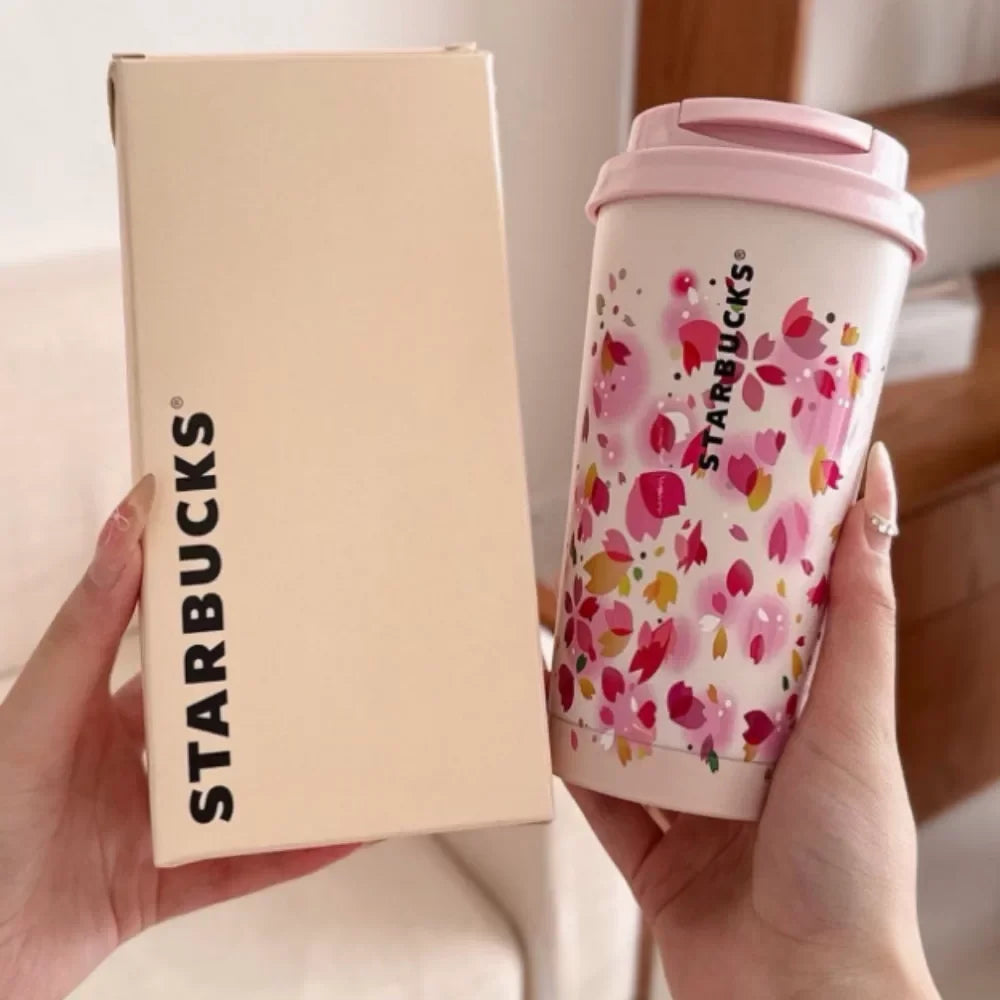 Starbucks Portable Thermal Bottle Cherry Blossom World Mug 304 Stainless Steel Insulated Cup Perfect Birthday Gift