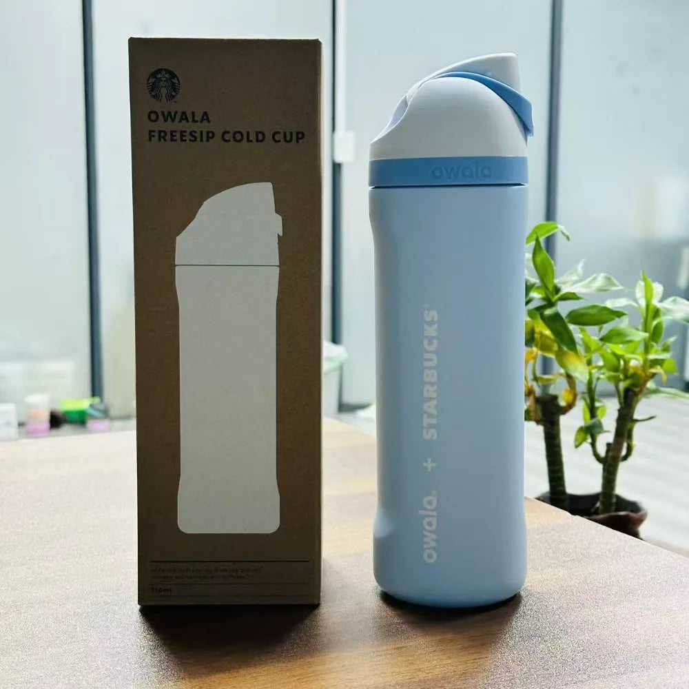 Starbucks Co branded Korean limited edition thermos cup， 25oz cherry blossom pattern straw cup，24oz Portable Water Cup
