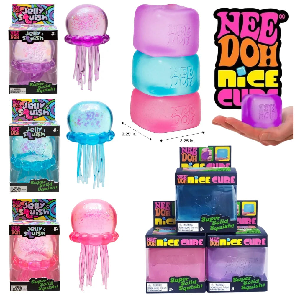 Schylling Nice Cube Series & Jellyfish Sensory Fidget Toy Soft Squishy Squeeze Stress Relief Blind Box for Daily Relax