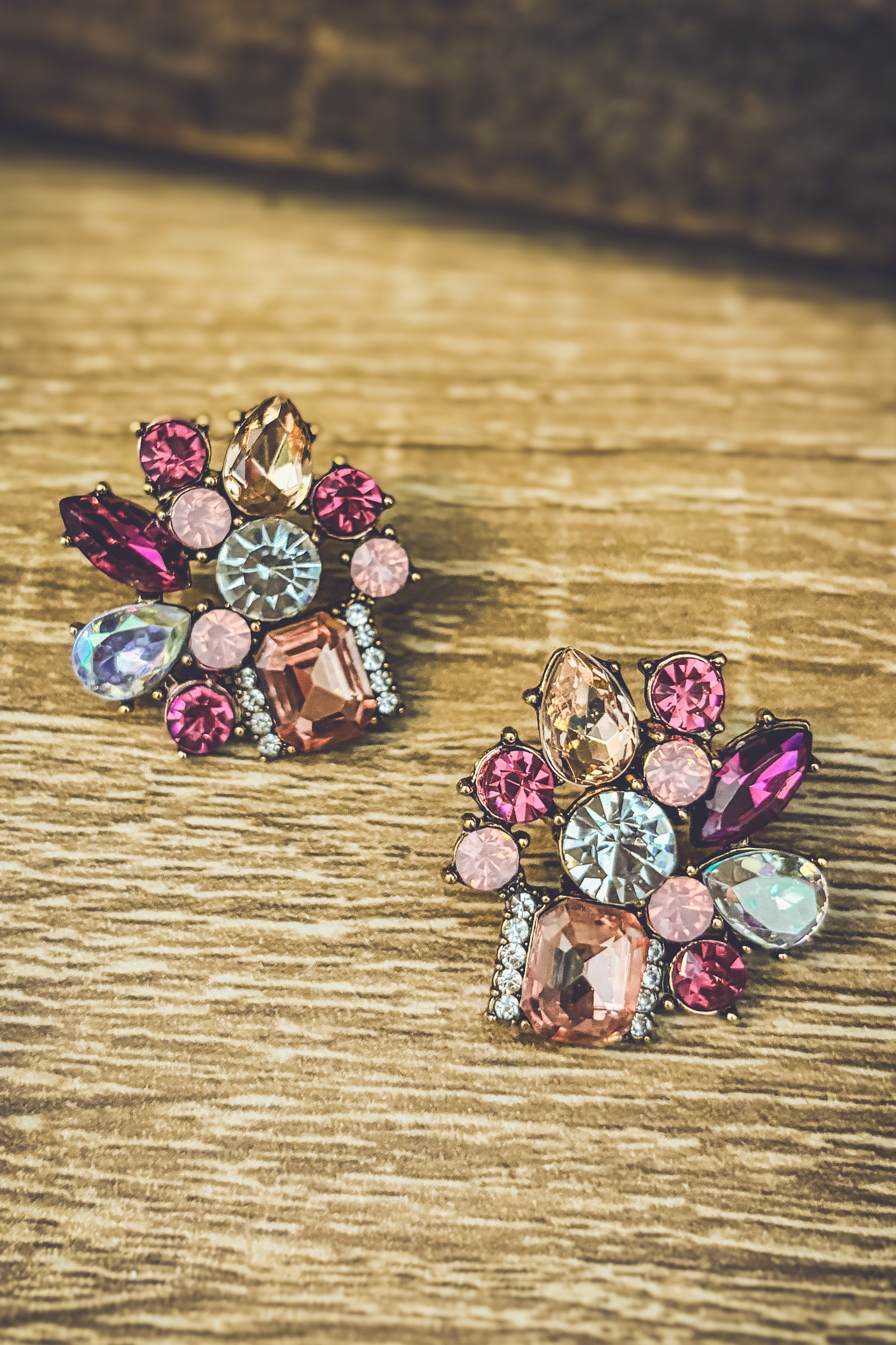 Beautiful Pink Crystal Statement Earrings