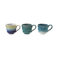 Reactive Glaze Wavy Blue & Teal Coffee Mugs