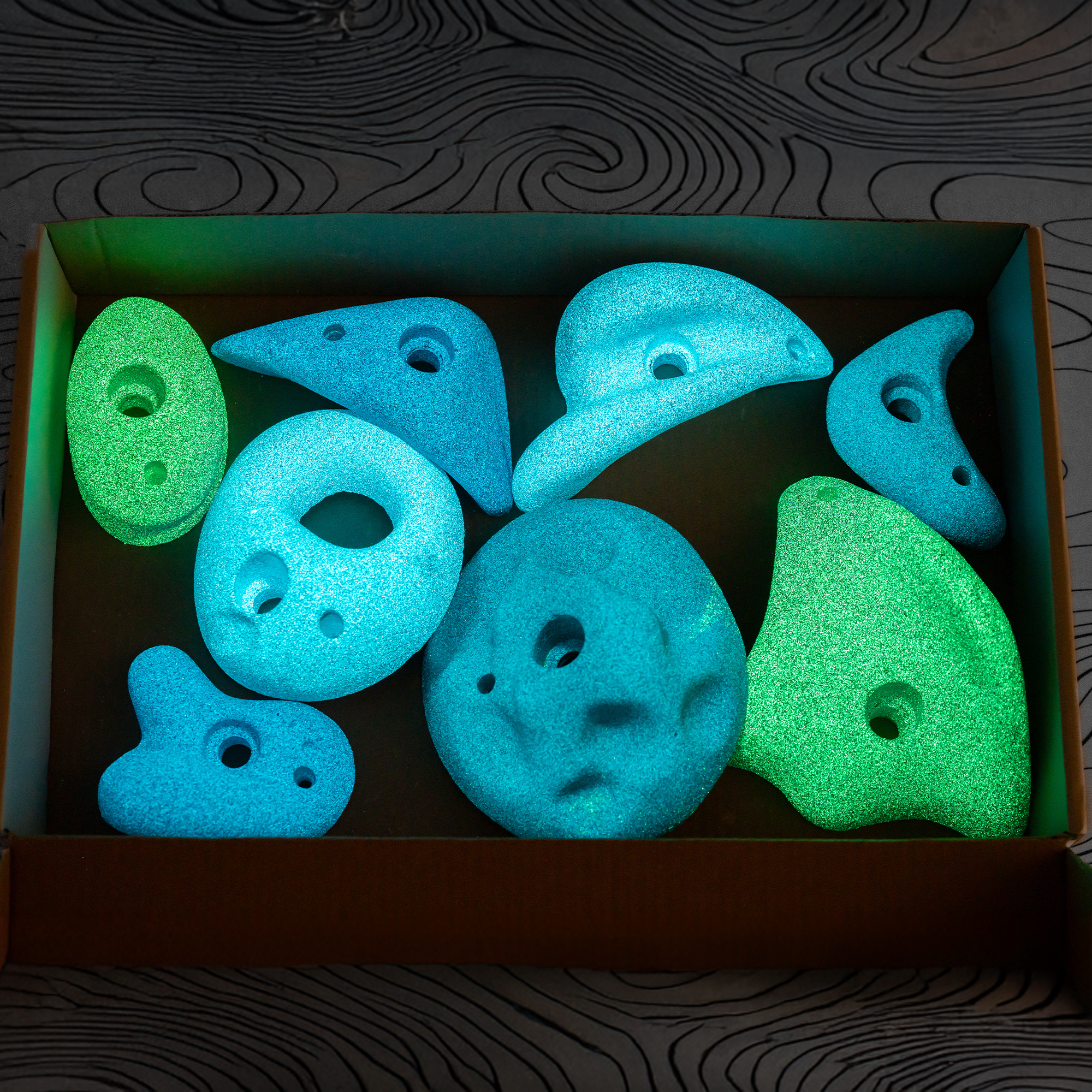Premium Rock Climbing Holds (Aurora) - Glow-in-the-Dark Rock Climbing Holds