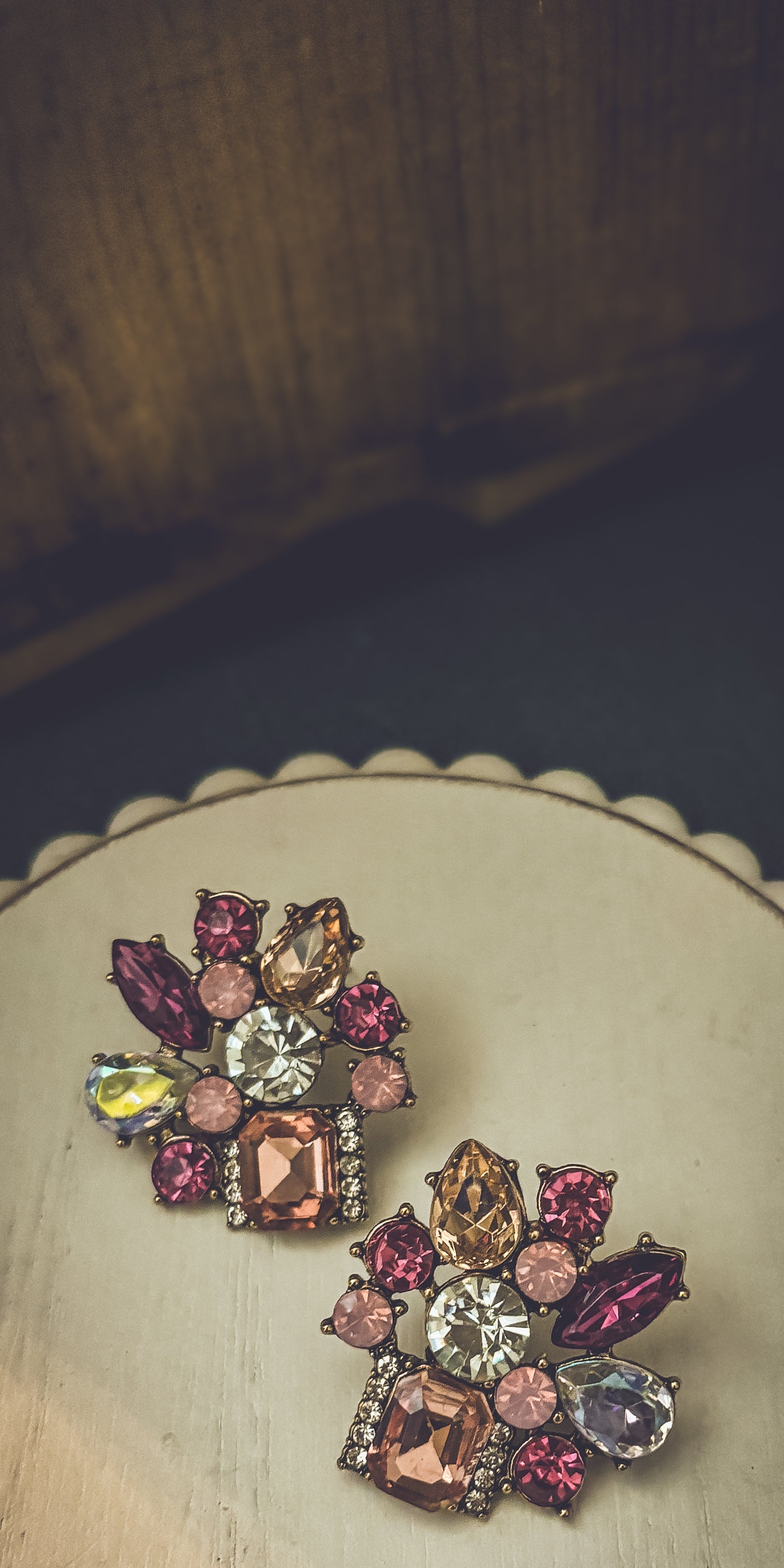 Beautiful Pink Crystal Statement Earrings