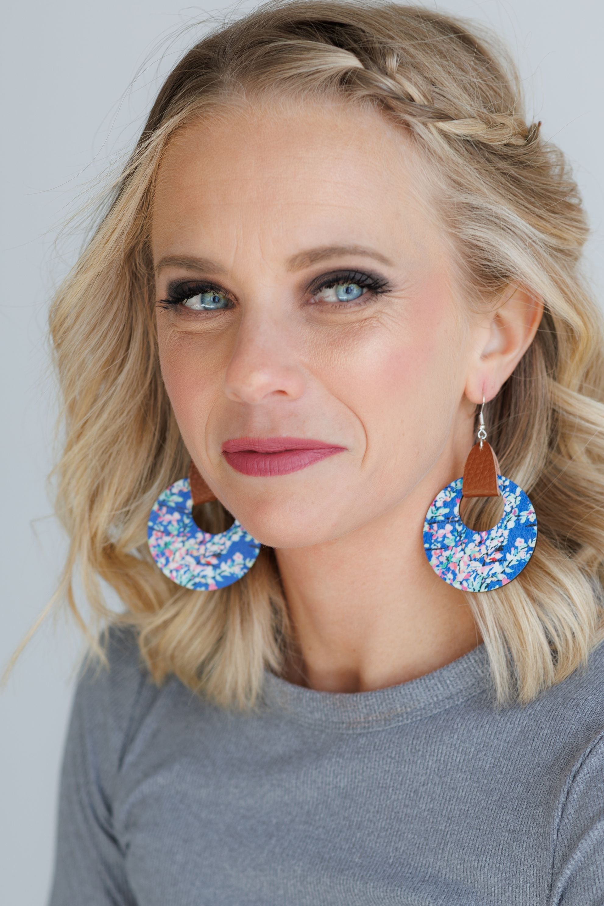 Beautiful Wood and Leather Circle Hoop Earrings