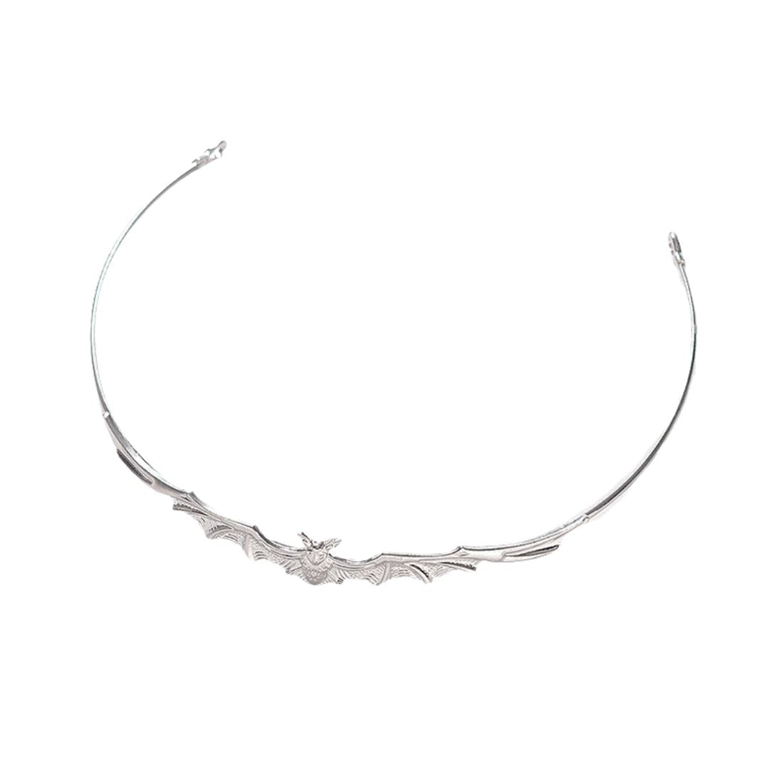 Bat Power Headband Tiara in Silver or Gold | Spooky Headwear Accessory | Halloween, Goth Hairpiece