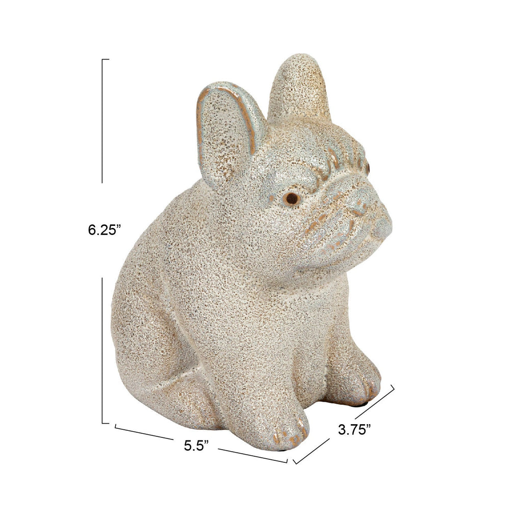 White Terracotta French Bulldog Figurine