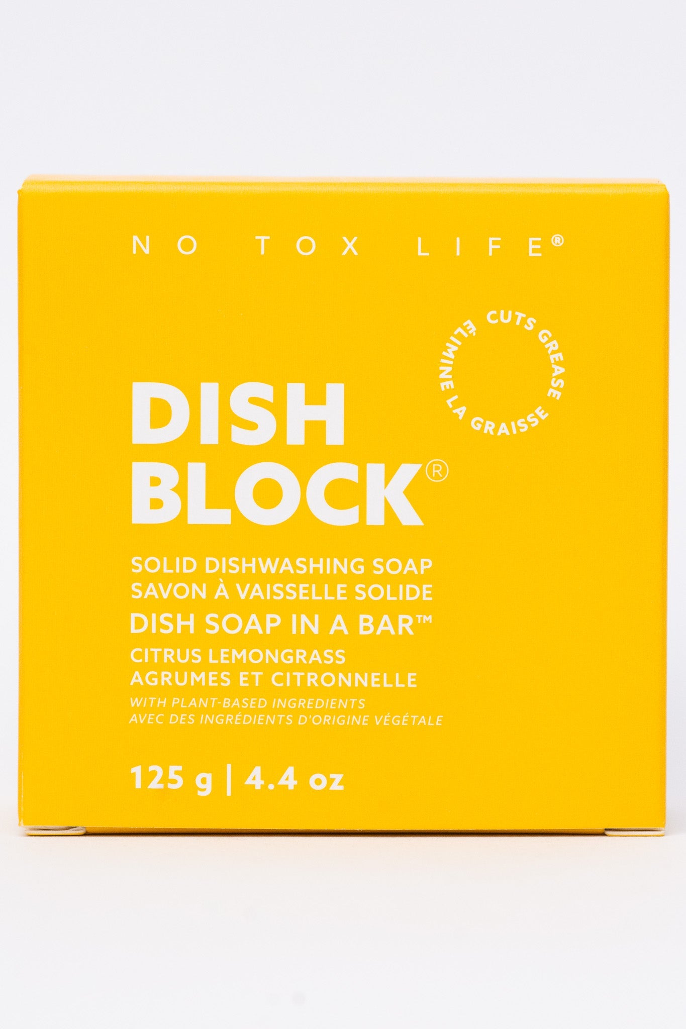 DISH BLOCK® solid dish soap - 4.4 oz (125g) bar - Citrus Lemongrass - No Tox Life®