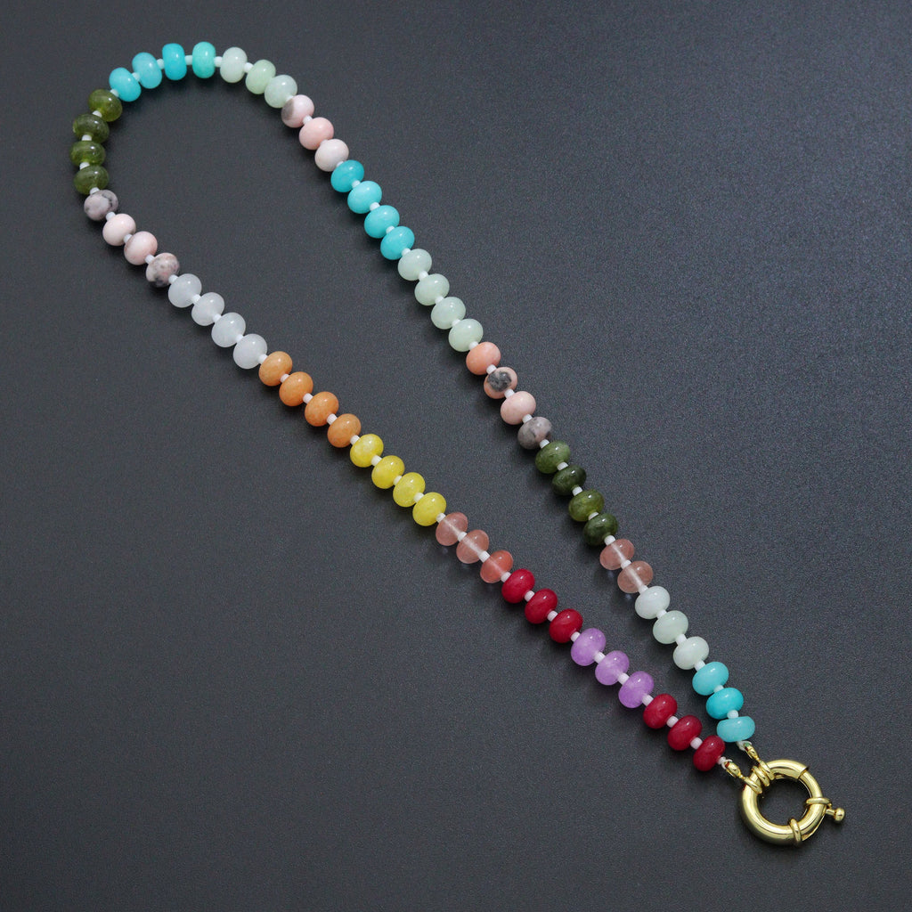 New Rainbow Color Rondelle Gemstone beads necklace, sku#EF814
