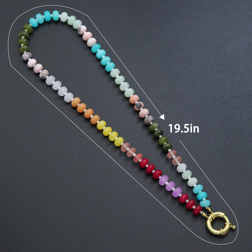 New Rainbow Color Rondelle Gemstone beads necklace, sku#EF814