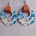 Beautiful Wood and Leather Circle Hoop Earrings