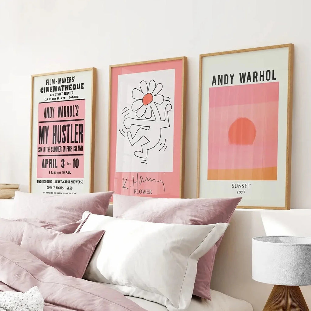 Colorful Pop Art Bright Pink Wall Decor Set
