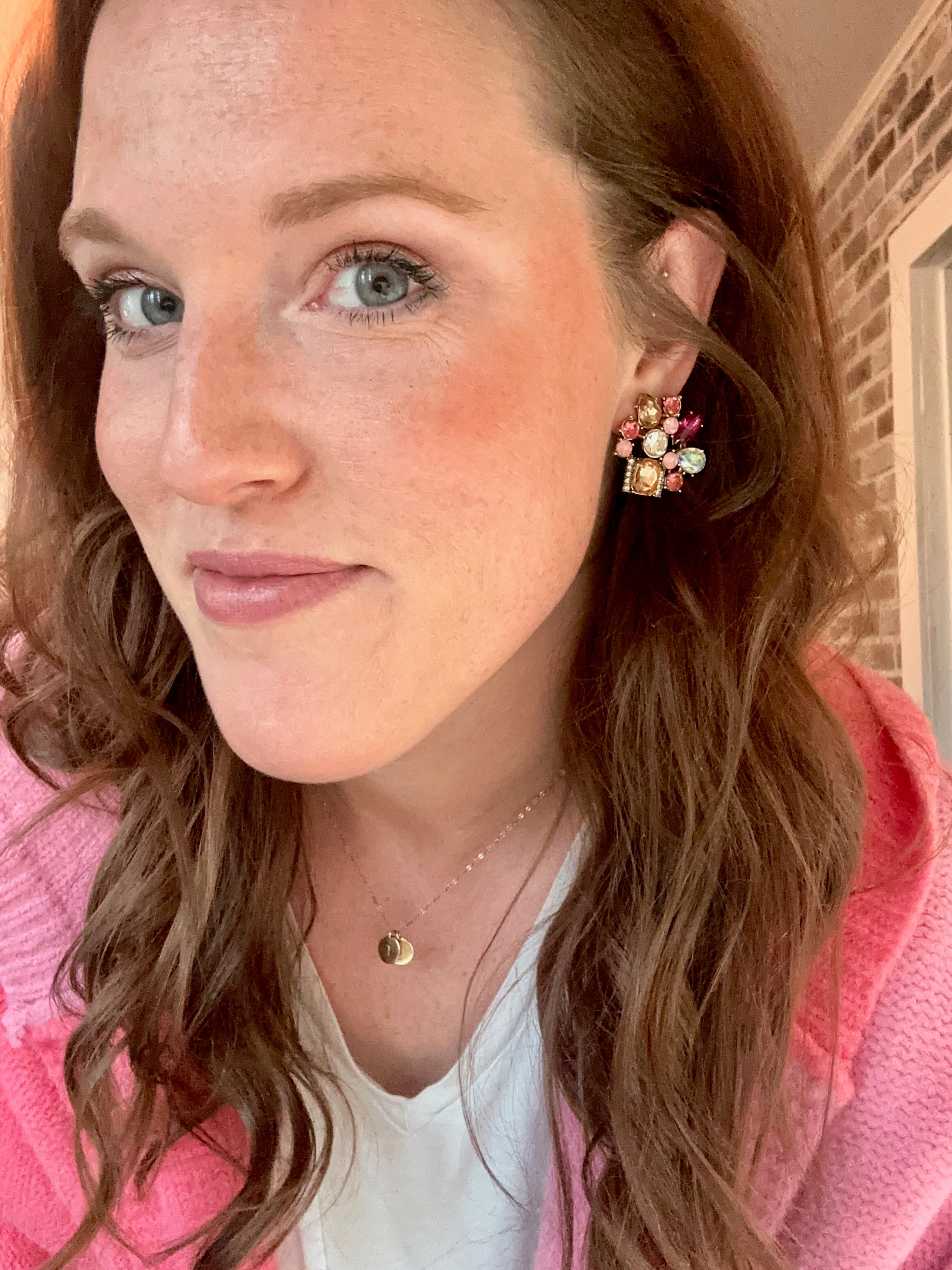 Beautiful Pink Crystal Statement Earrings