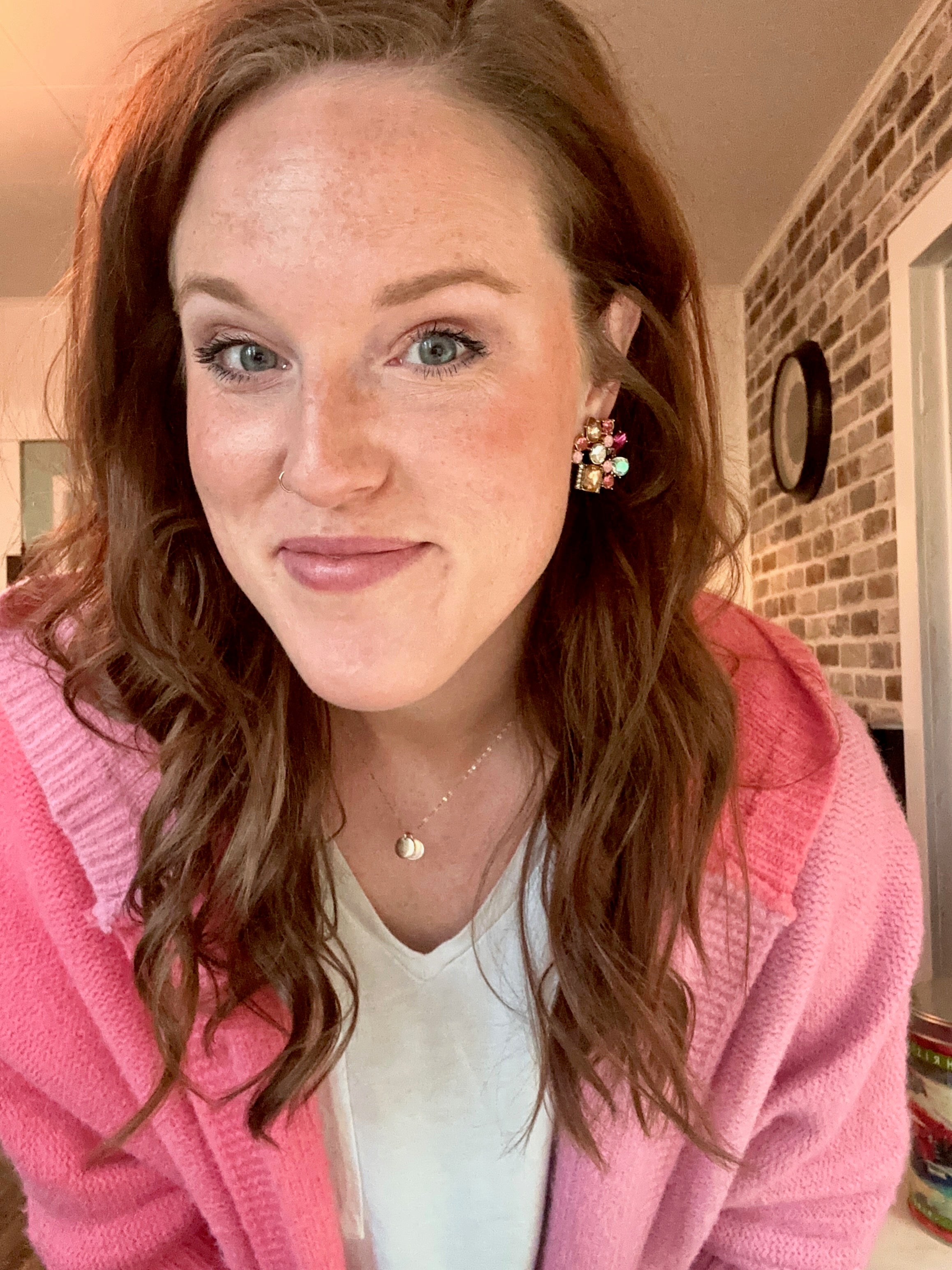 Beautiful Pink Crystal Statement Earrings