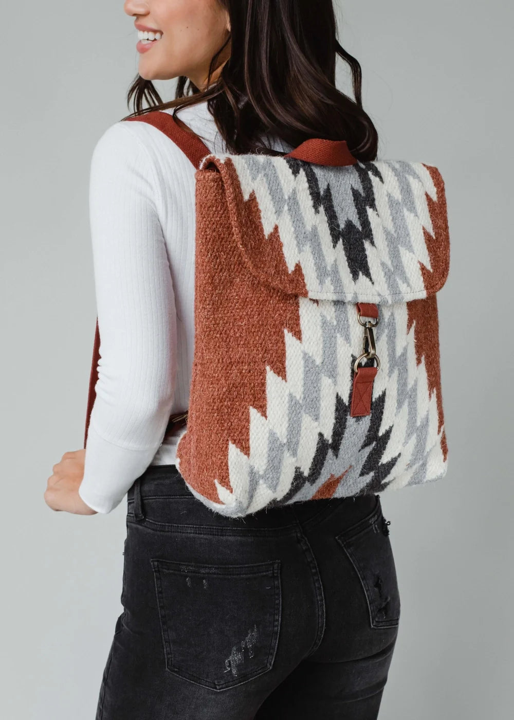 Rust, Cream & Gray Aztec Backpack
