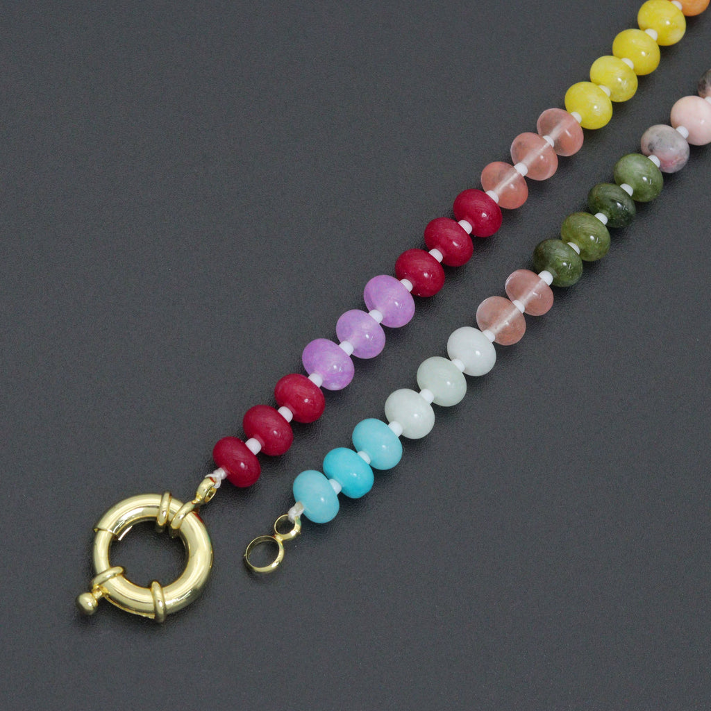 New Rainbow Color Rondelle Gemstone beads necklace, sku#EF814