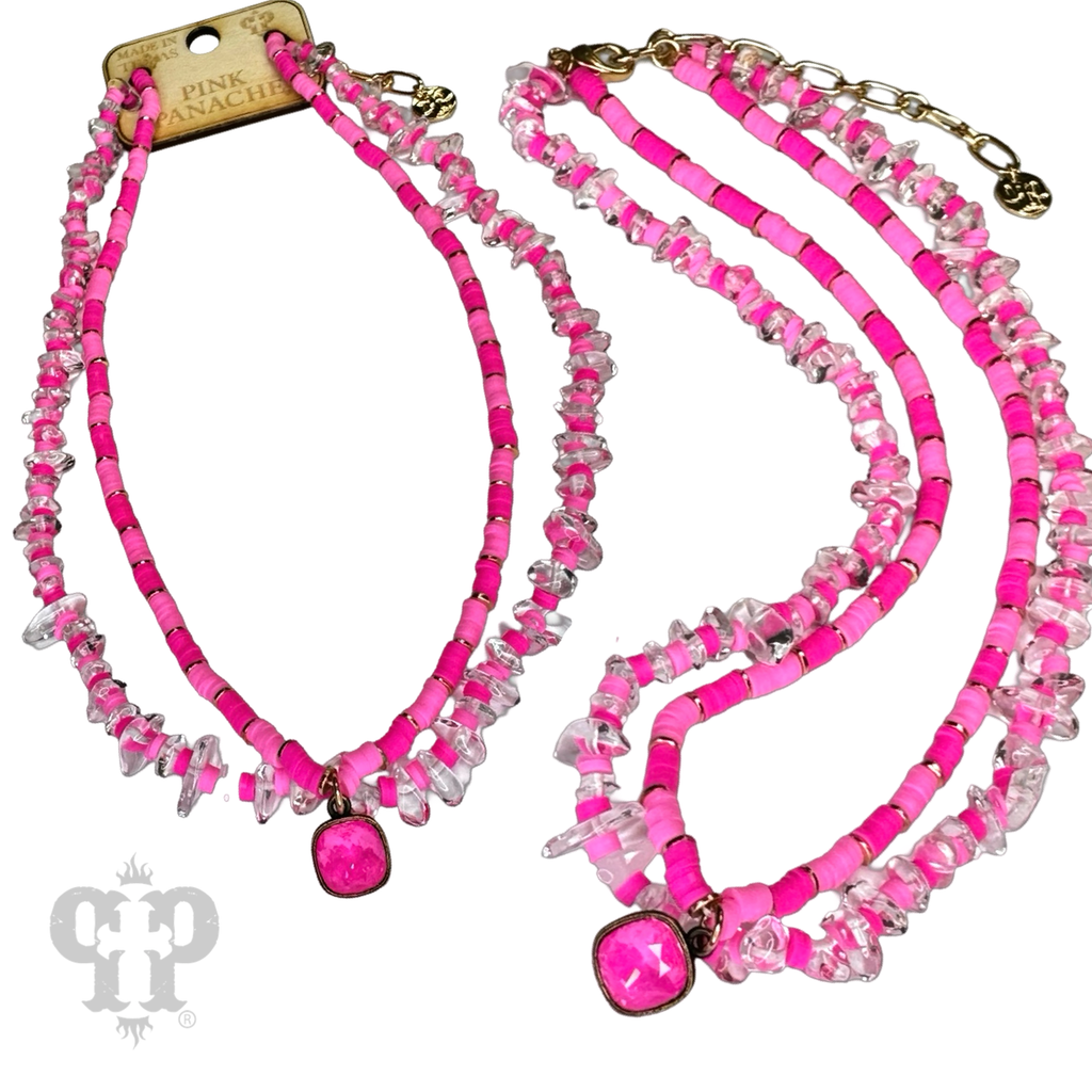 Beaded two-strand necklace, Austrian crystal - LC