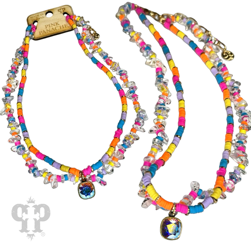 Beaded two-strand necklace, Austrian crystal - LC