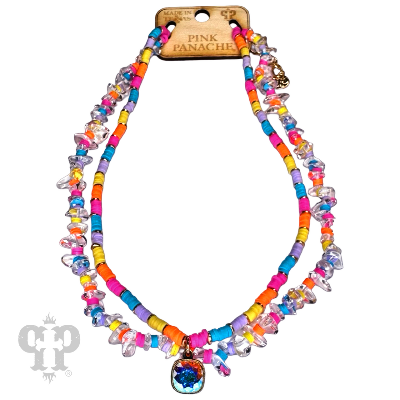 Beaded two-strand necklace, Austrian crystal - LC