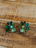 Beautiful Green Crystal Statement Earrings