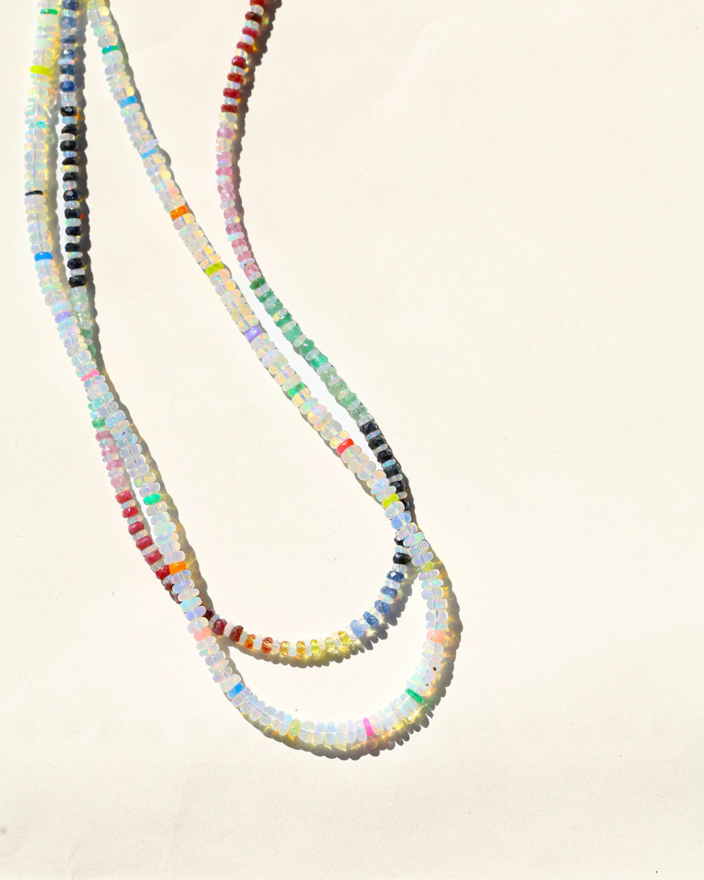 Rainbow Sapphire and Opal Gemstone Beaded Necklace