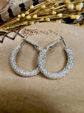 Clear Sparkle Medium Silver Hoops