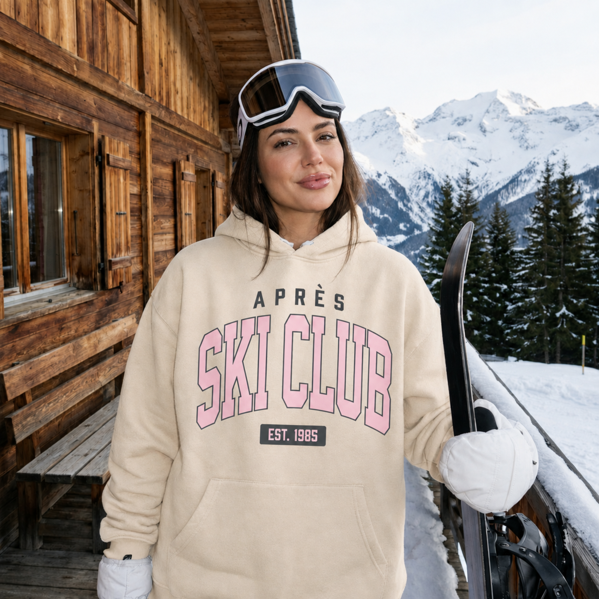 Après Ski Club Hoodie | Pink & Navy Graphic