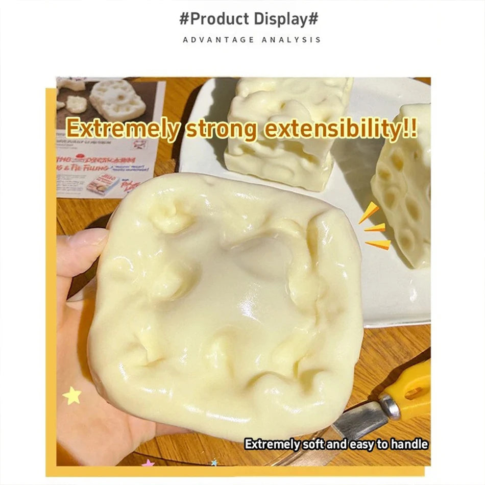 5/6/7CM Jumbo Cheese Cube Stress Ball Shapeable Squeeze Decor