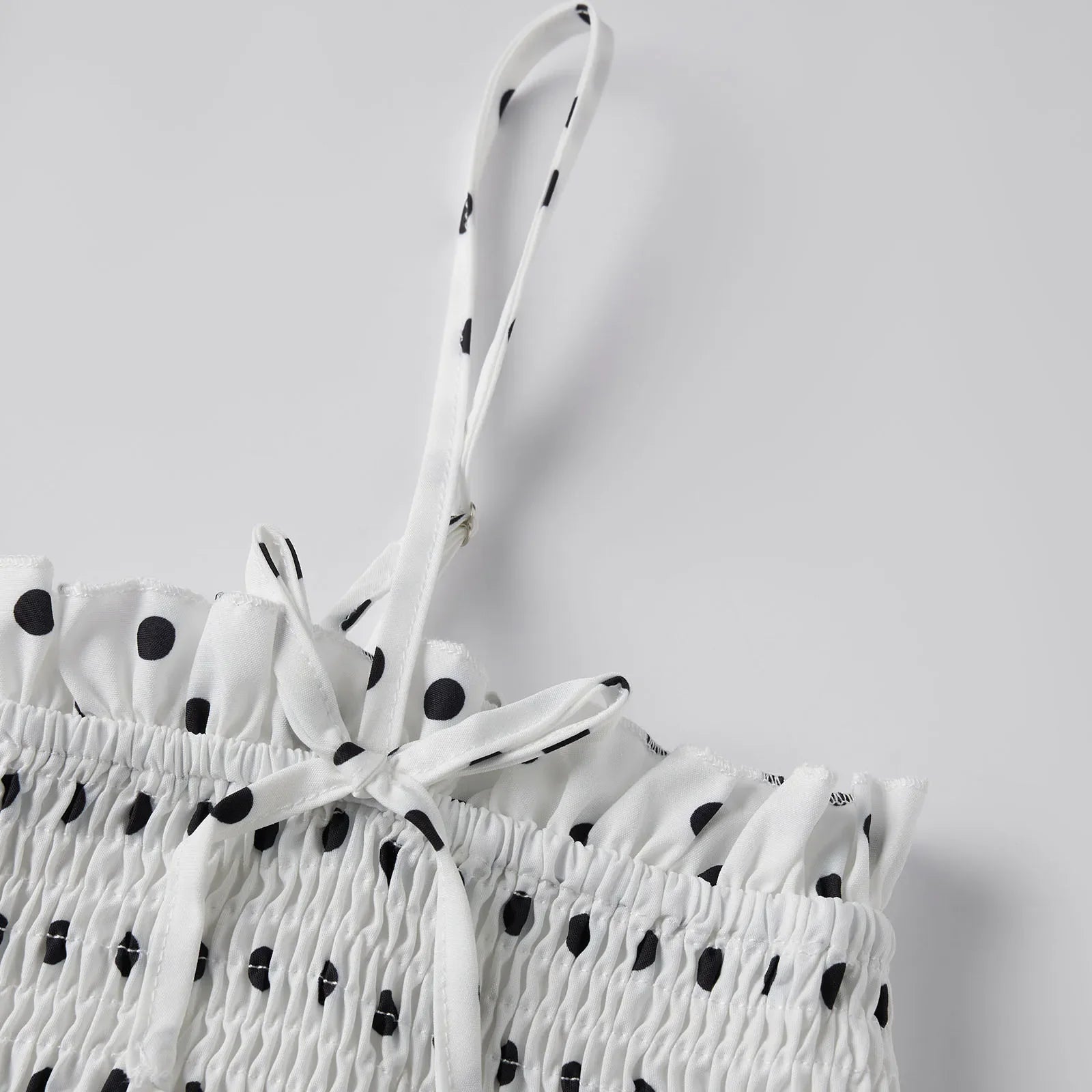 Women Summer Camisole Tops Dots Print Spaghetti Strap Bow Babydoll Vest for Party Club Daily Tank Tops