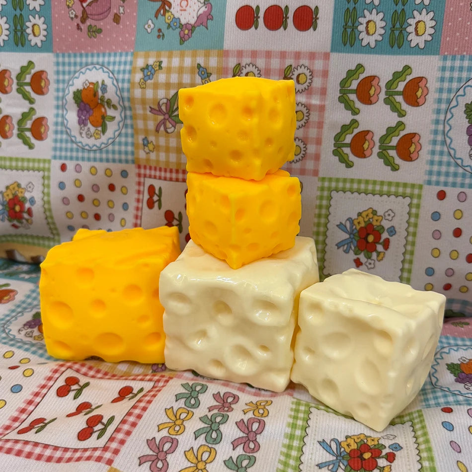 5/6/7CM Jumbo Cheese Cube Stress Ball Shapeable Squeeze Decor