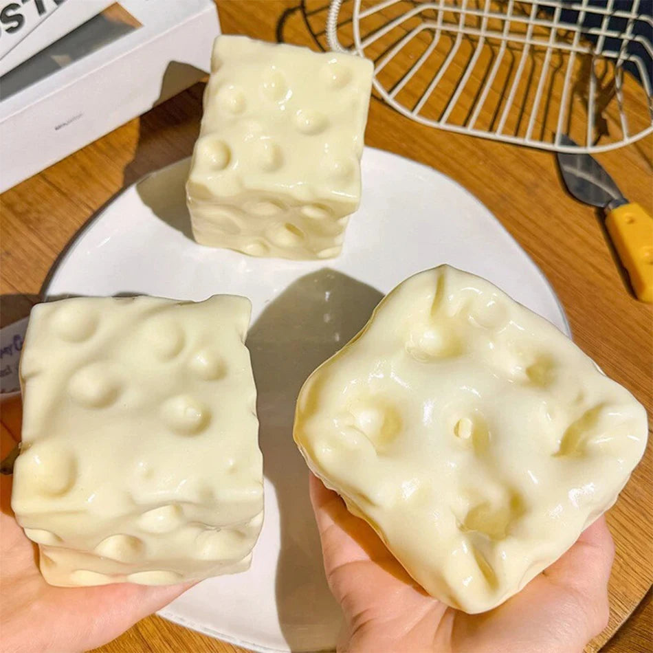 5/6/7CM Jumbo Cheese Cube Stress Ball Shapeable Squeeze Decor