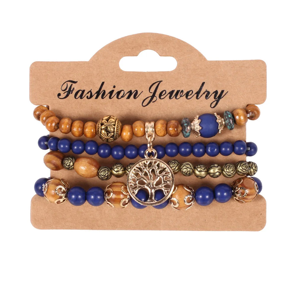 Bohemian Handmade Beads Bracelet Set For Women Summer Colorful Beaded Chain Bangle Girls Boho Jewelry Accessories