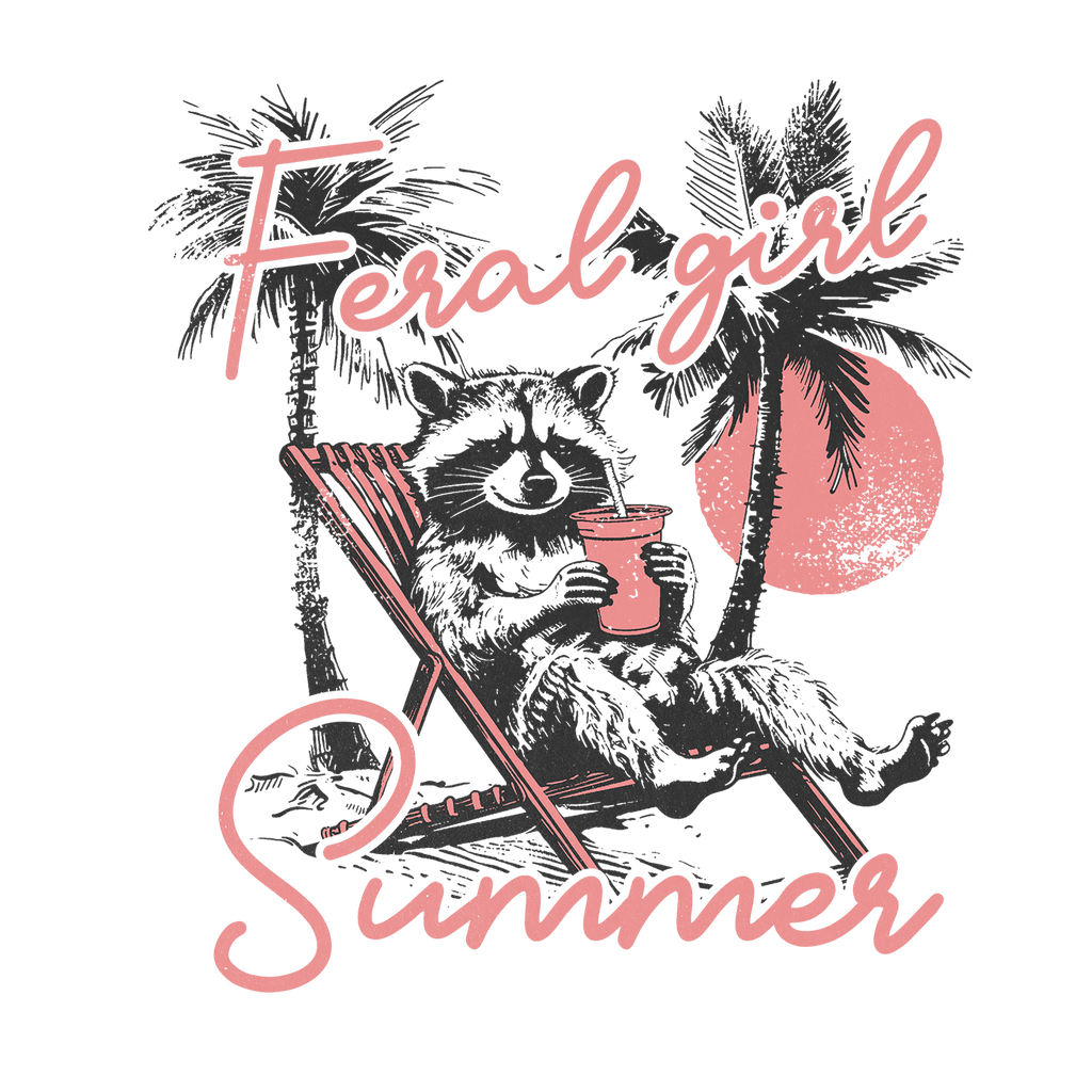 Feral Girl Summer Raccoon Glass Cup