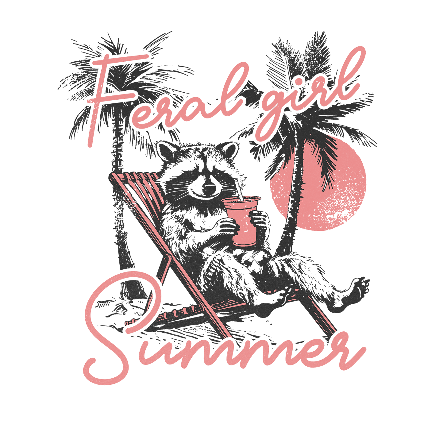 Feral Girl Summer Raccoon Glass Cup