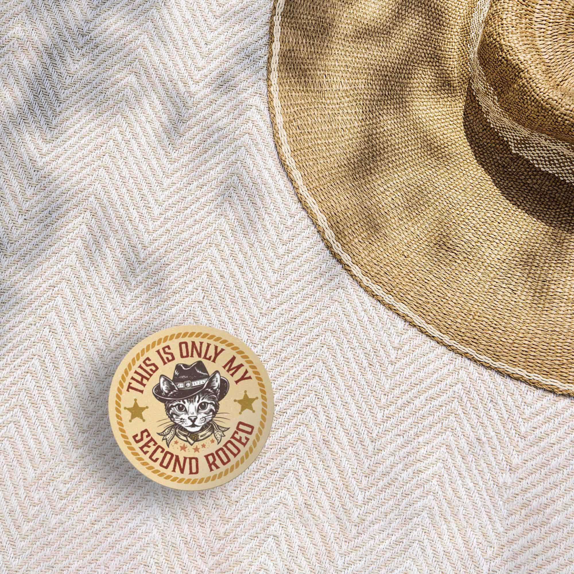 This Is Only My Second Rodeo Sticker - Funny Cat Cowboy Decal