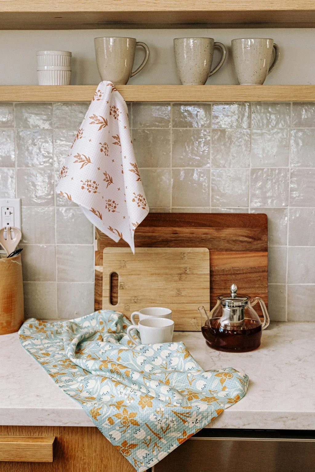 Ghosting Around Geometry Tea Towel
