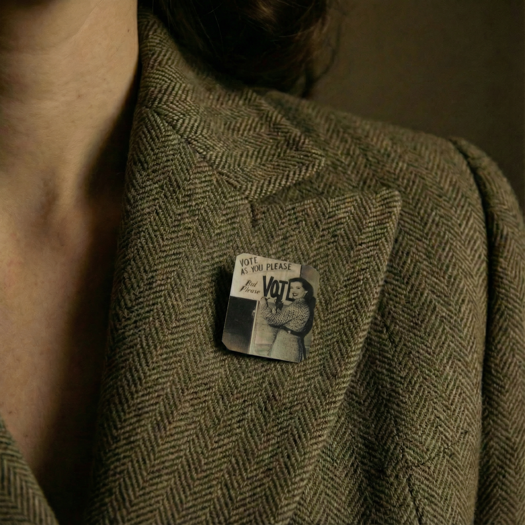 Vote As You Please But Please Vote Handmade Metal Lapel Pin Feminist Brooch