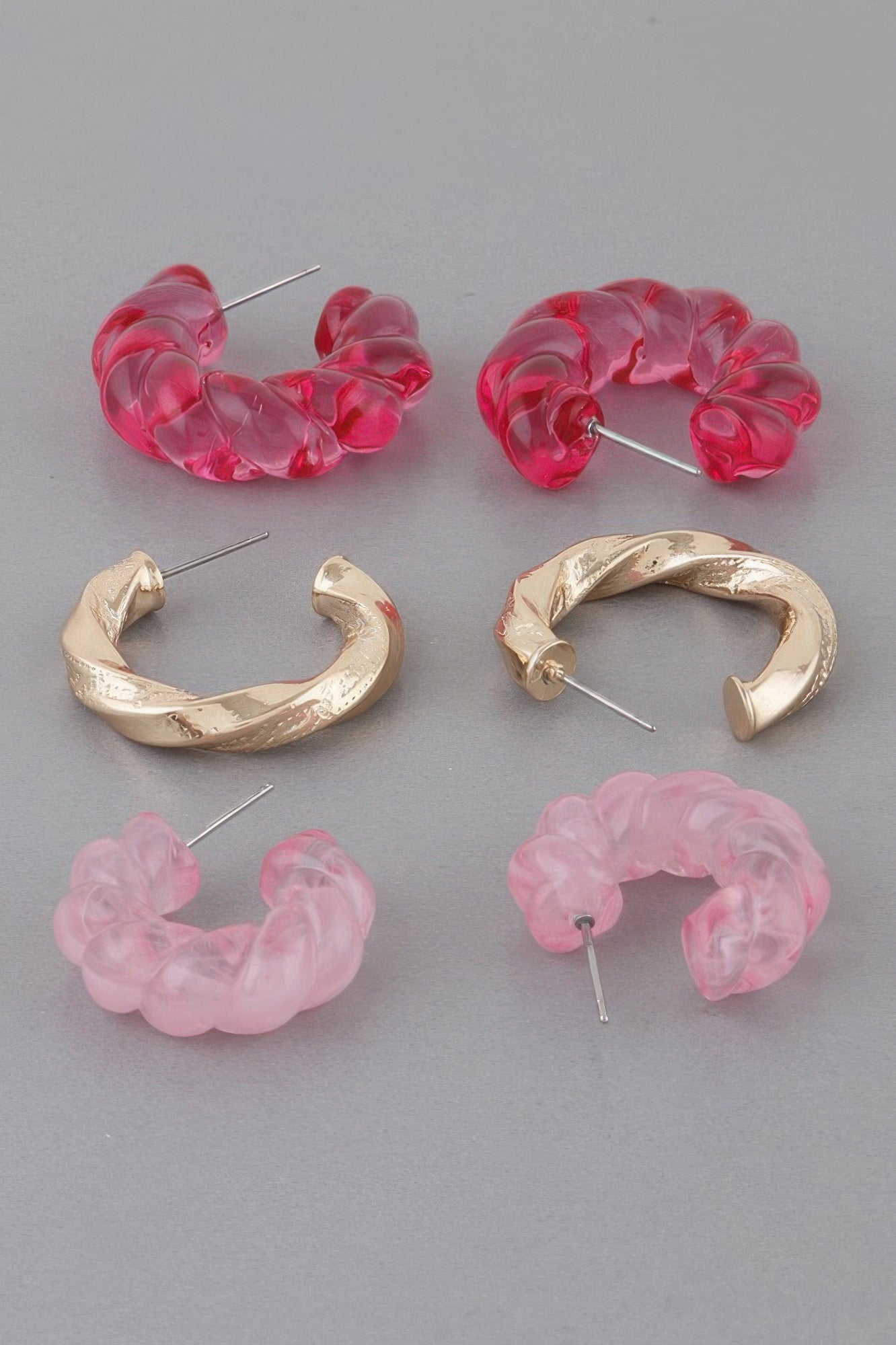 Multi Twisted Hoop Earrings Set