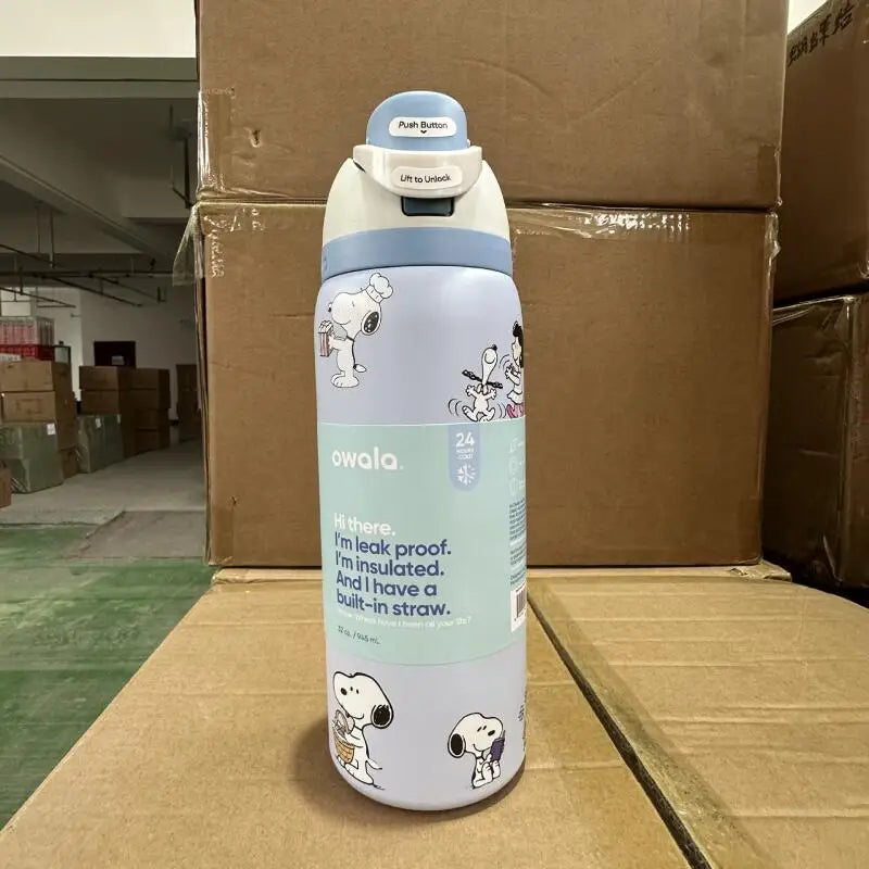 Snoopy Insulated Cup Cartoon Kawaii Cherry Blossom Powder Snoopy Tire Gray Snoopy Insulated Cup Water Cup Coffee Cup
