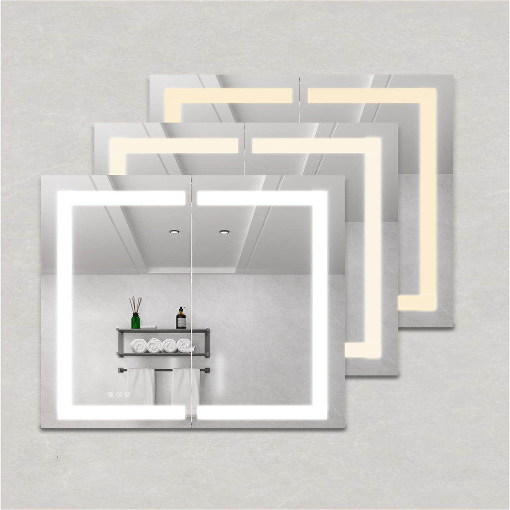 Medicine Cabinet With LED Vanity Mirror, Anti-Fog, Waterproof, Dimmable With Touch Switch