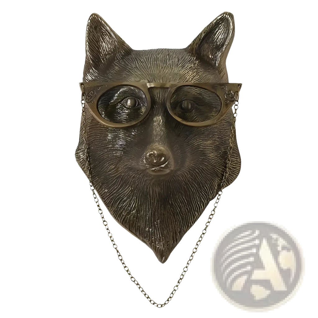 Animal Head Wall Decor Brass Resin Figurines with Glasses