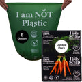 HOLY SCRAP! Medium Compostable Trash Bags - 6-8 Gallon 100 Pack | Odorless Plastic-Free & Decomposing Kitchen Bathroom & Countertop Garbage Bag & Liners | Thick Bin Bags for Green & Food Waste