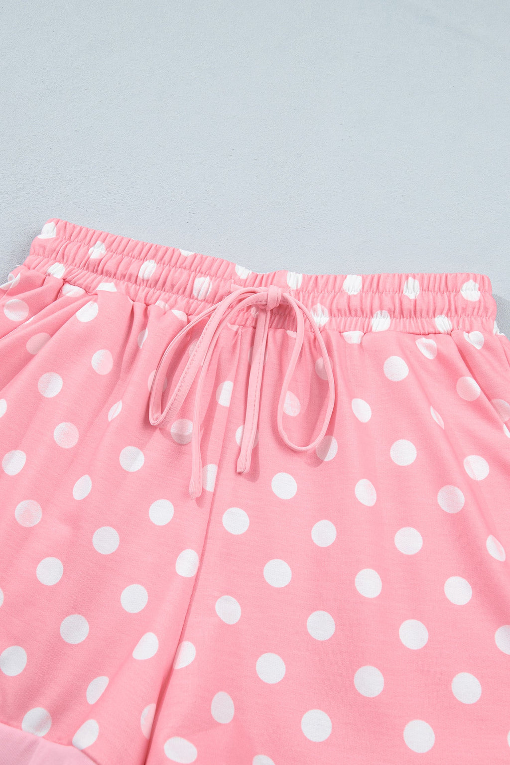 Sky Blue Polka Dot Oversized Top Drawstring Short Set