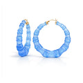 Blue Lucite Bamboo Hoop Earrings