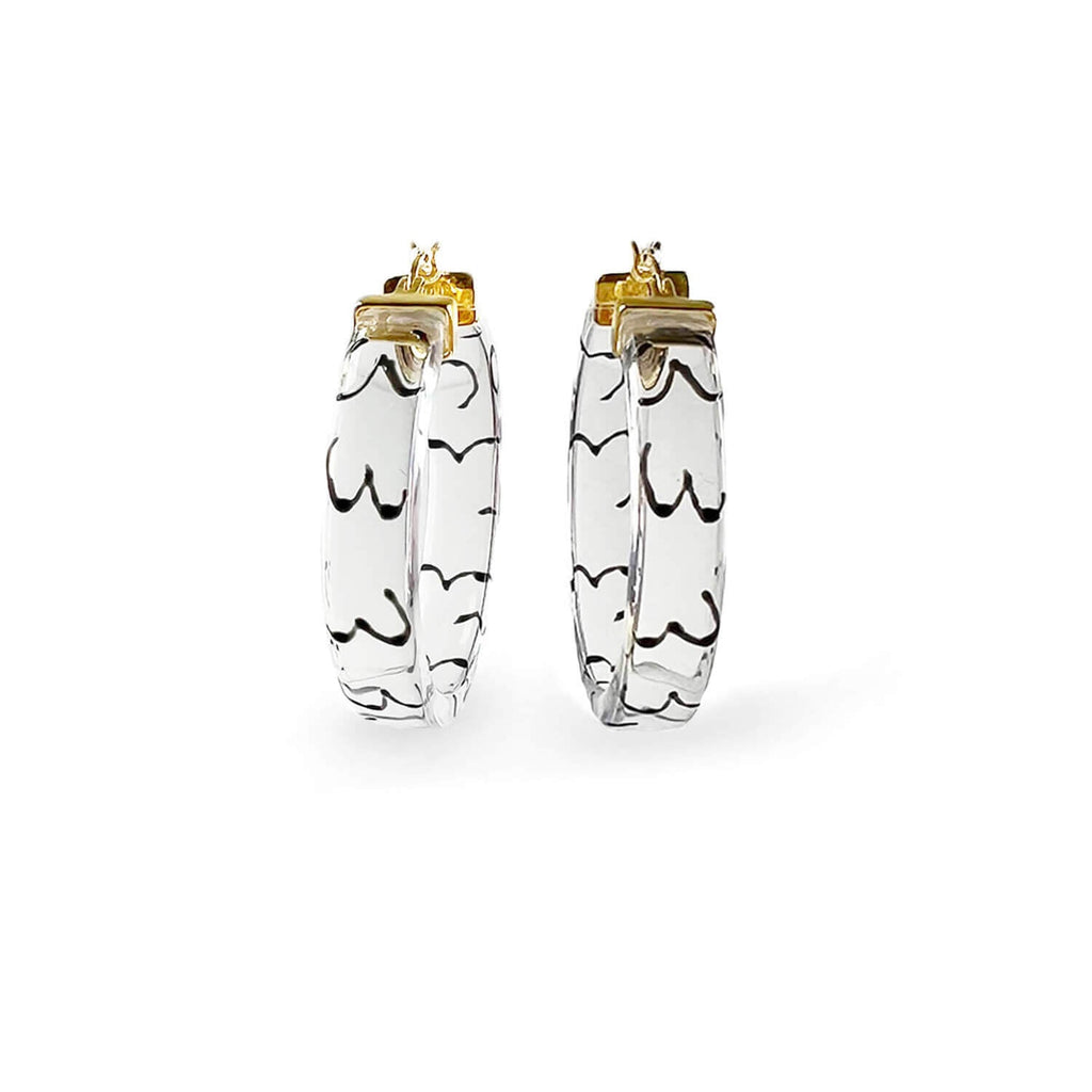 Flat Lucite Hoop Earrings with Boobies