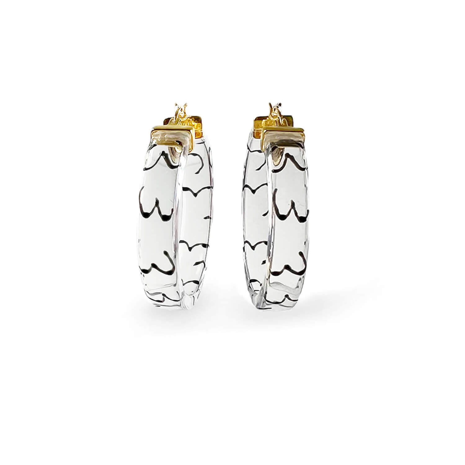 Flat Lucite Hoop Earrings with Boobies