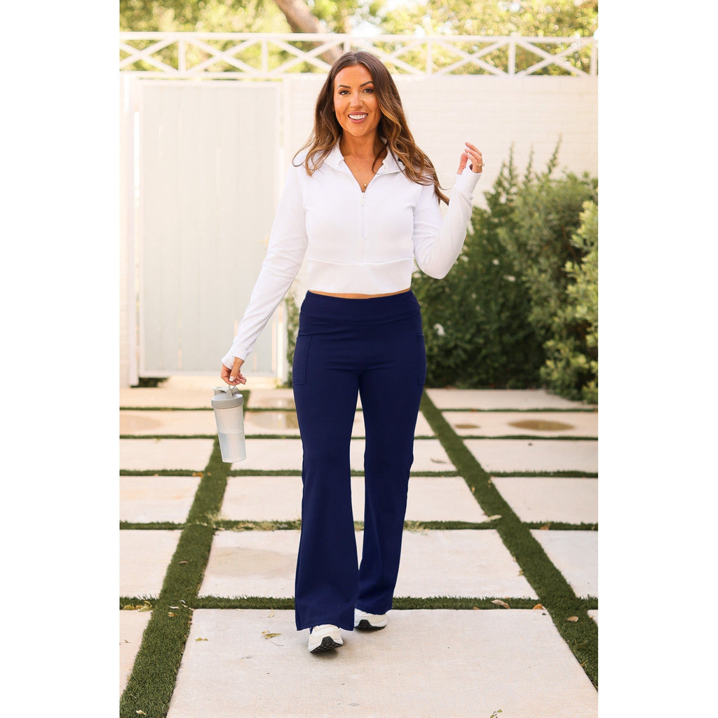Mila -  NAVY Bootcut Leggings with Pockets