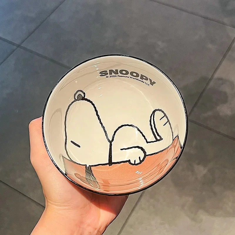 Cute Snoopy Tableware Ceramic Bowl Beautiful And High-Value Kawaii  Set Bowl Anime Cartoon Household Tableware Suit Gift